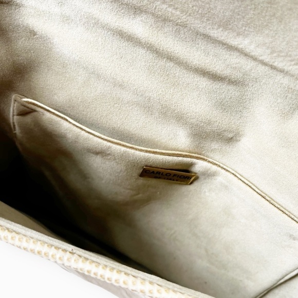 Carlo Fiori Italy Clutch Envelope Bag Genuine Snakeskin & Iguana Patchwork 13x7 - Picture 5 of 14